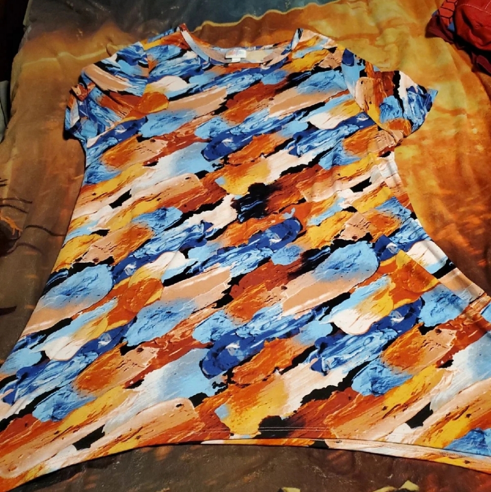 Lularoe 2XL Blue Orange paint smear
